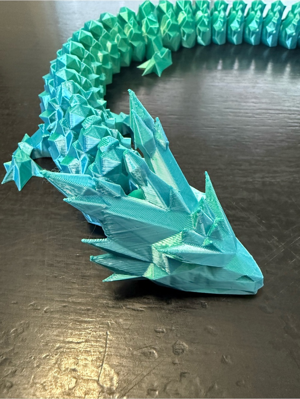 3D-Printed Dragon in Blue/Green 24”